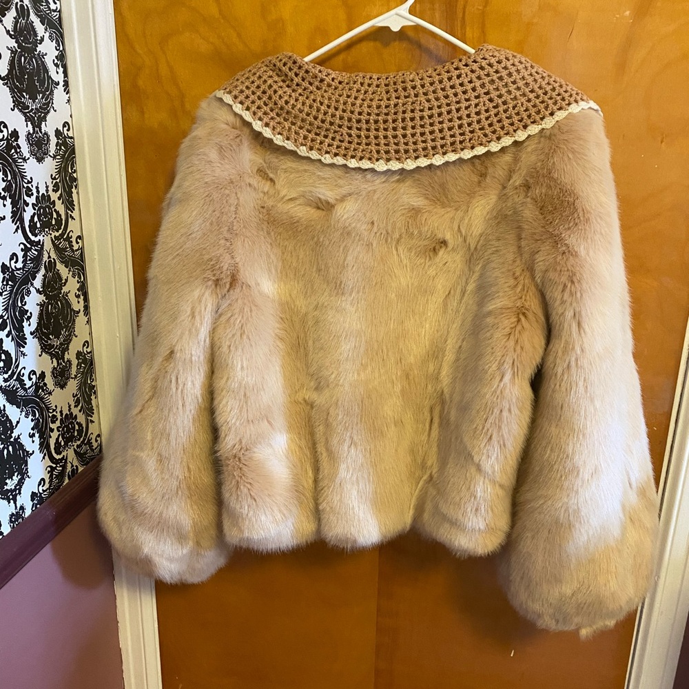 NWT Shrimps Ralph Crochet-Collar Faux Fur Jacket - Picture 9 of 11